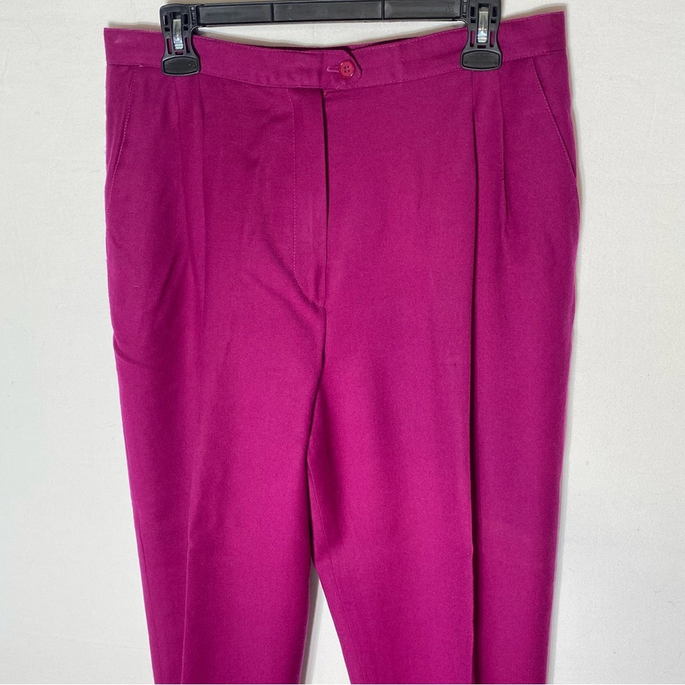 Vintage Gaytown Fuchsia Wool Pleated Front Trouser Pants 12 - Picture 10 of 16